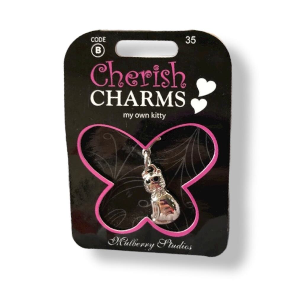 Cherish Charms My Own Kitty Cat Charm‎ Silver Tone Silvertone for Bracelet NEW